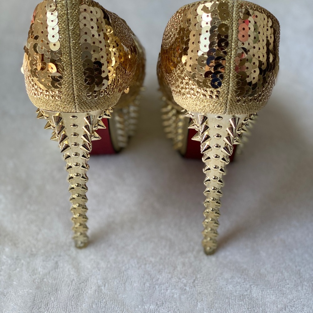 Women’s Sexy 6.5 DANCING STRIPPER HEELS inch gold high heels size 40 - Picture 7 of 8